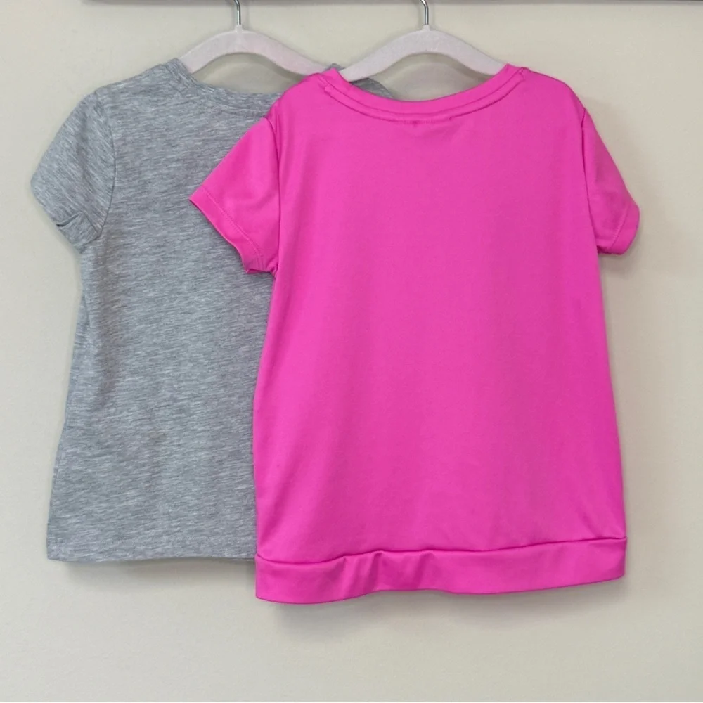 Puma: Lot of (2) Girls Short Sleeve T-Shirts, Pink & Gray Logo, Size XS (5/6)